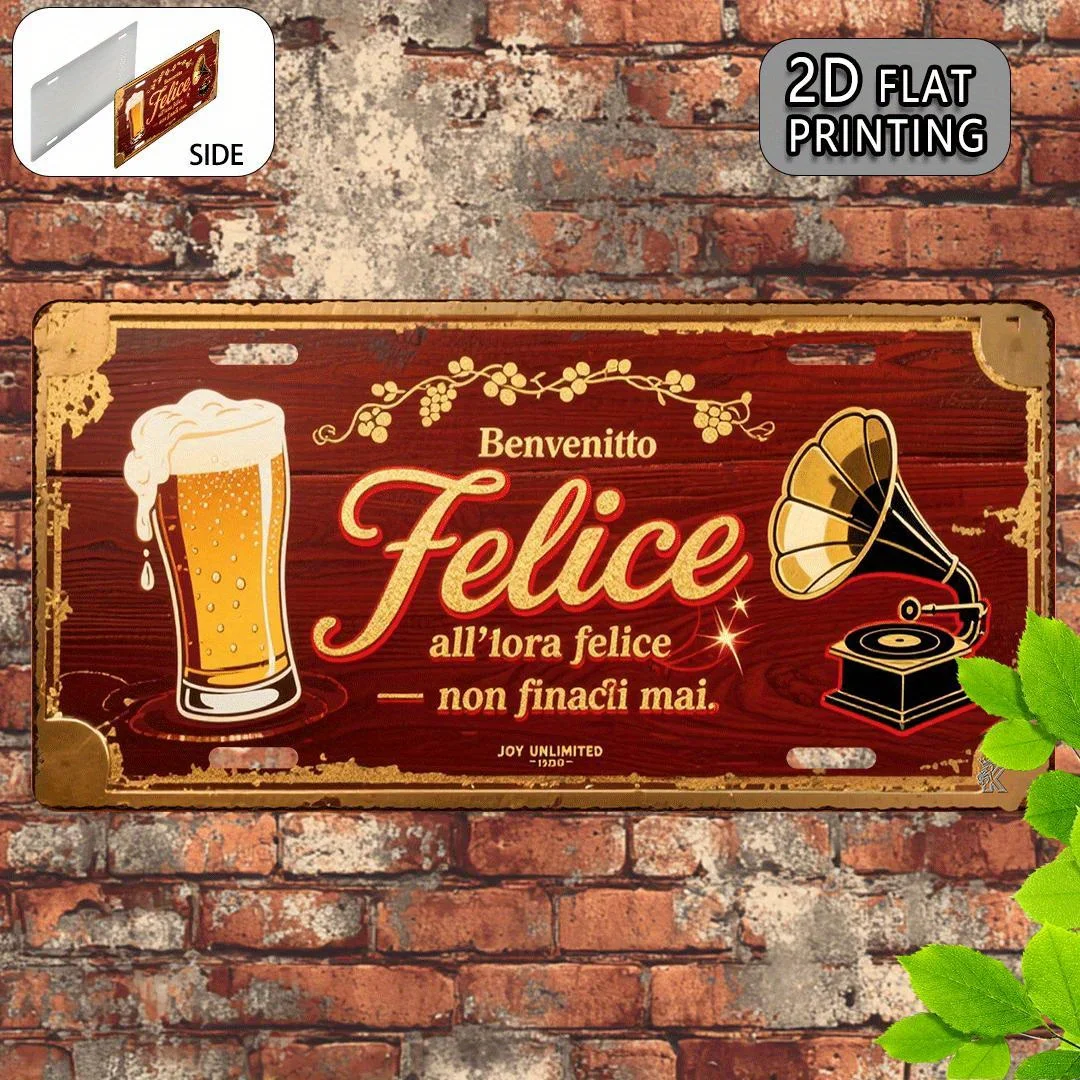 2D Flat Printing, 1pc, Welcome to Happy Hour Vintage Metal Aluminum Sign ( 30x15cm), Father's Day Gifts, Humorous Style, Gifts
