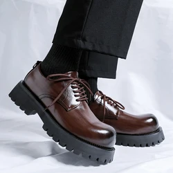 Leisure business thick soled men's lace up leather shoes Sneakers Man Minimalism Casual for Men party Walking fashion shoes