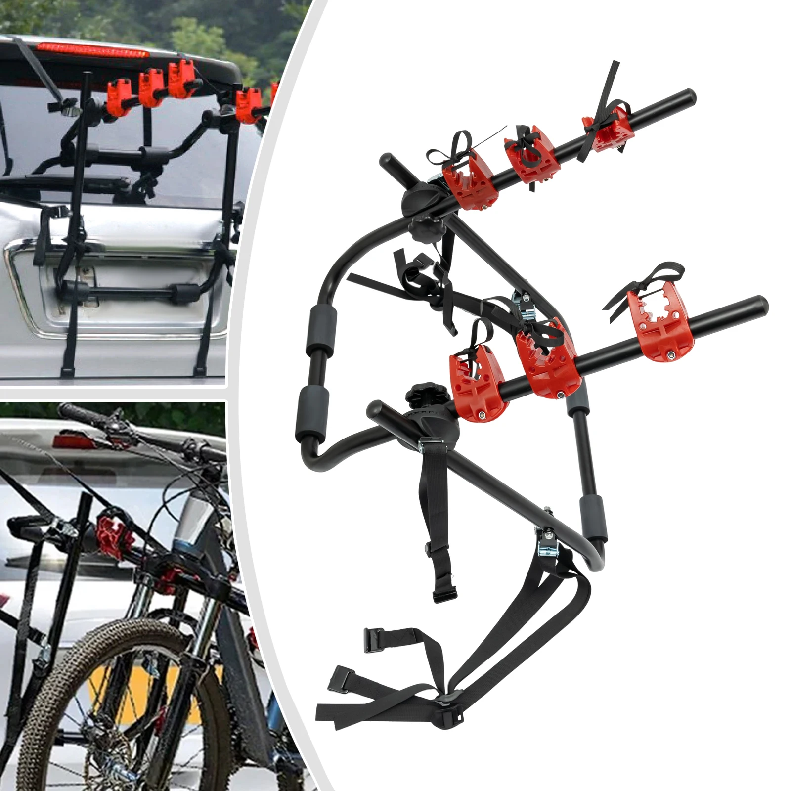 

Универсальная стойка для велосипеда с креплением на багажник для автомобиля — вмещает 3 велосипеда, складная и регулируемая, подходит для седана/внедорожника/чехвата, вместимость 44 фунта