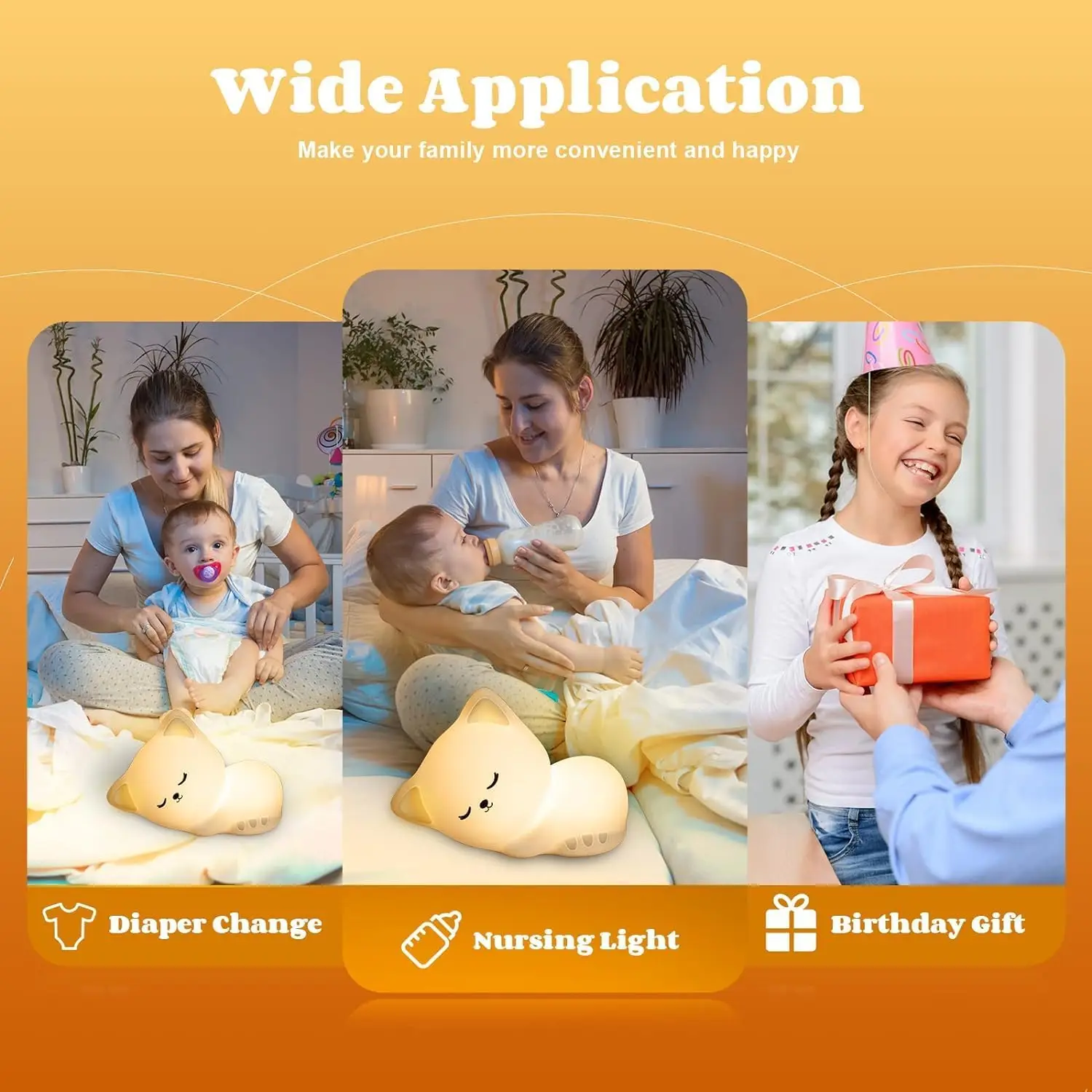 لينة سيليكون ضوء الليل USB قابلة للشحن لطيف القط ليلة مصباح مع الموقت عن بعد 16 ألوان عكس الضوء للأطفال طفل أطفال الهدايا