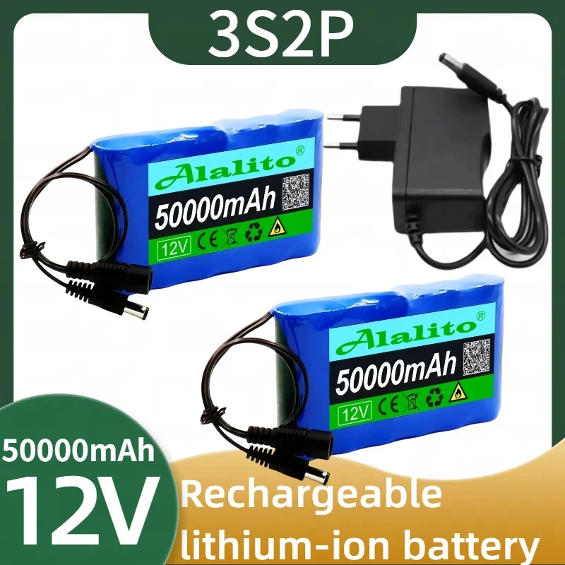 

Portable 3S2P 12V 60000mah Rechargeable Li-Ion Battery, For LED Lamp Light Backup Powe Etc toy car outdoor audio + Charger
