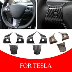 Car Steering Wheel Panel Decoration Cover Sticker for Tesla Model 3 2016-2023 Model Y 2019-2023 Car Accessoires