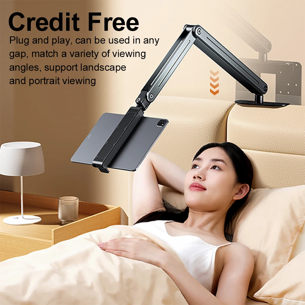 حامل حامل للكمبيوتر اللوحي لجهاز 4.7 بوصة - 12.9 بوصة، حامل لوحي بمشبك تثبيت للسرير لجهاز iPad Air Mini/Galaxy Tabs/Kindle Fire