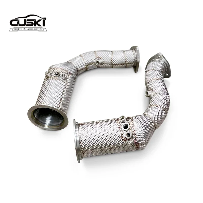 

High Flow free flow pipe downspipe apply to Porsche Cayenne Coupé Turbo GT 4.0T 2022-2024 quality Stainless Steel car Exhaust Mo