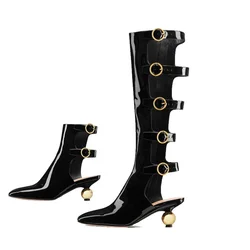 Fashion Belt Buckle Decorative Side Zipper Cool Boots European American Women High-quality Electroplated Irregular Heel Sandals