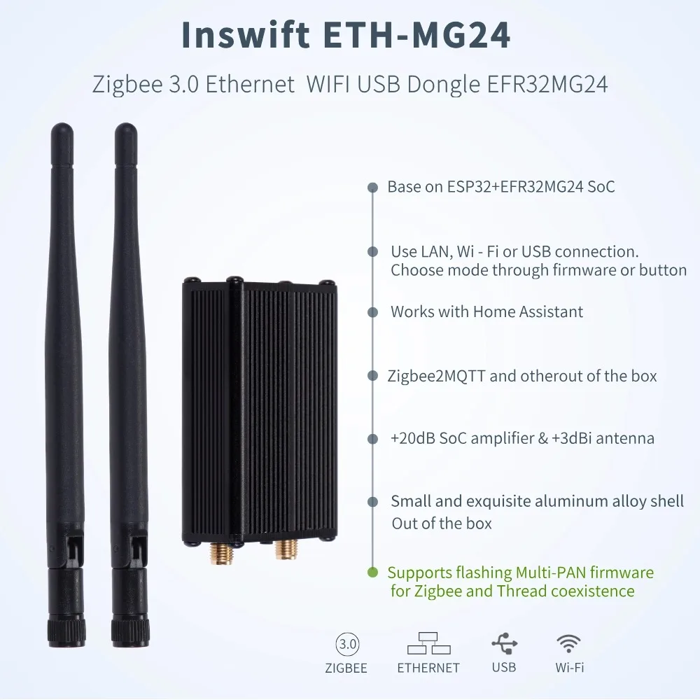 Keywish PoE Zigbee 3.0 Thread Coordinator Dongle Dual EFR32MG24 ESP32 SoC, 3-in-1 Ethernet USB WiFi Gateway Hub, Multi-Protocol