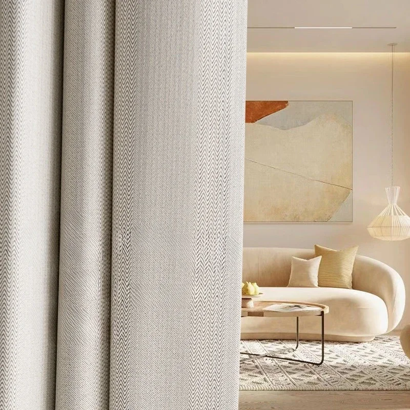 

Chenille Cream White Velvet Modern Simple Blackout Curtains for Living Dining Room Bedroom Dining Tulle Custom Size Decor Grace