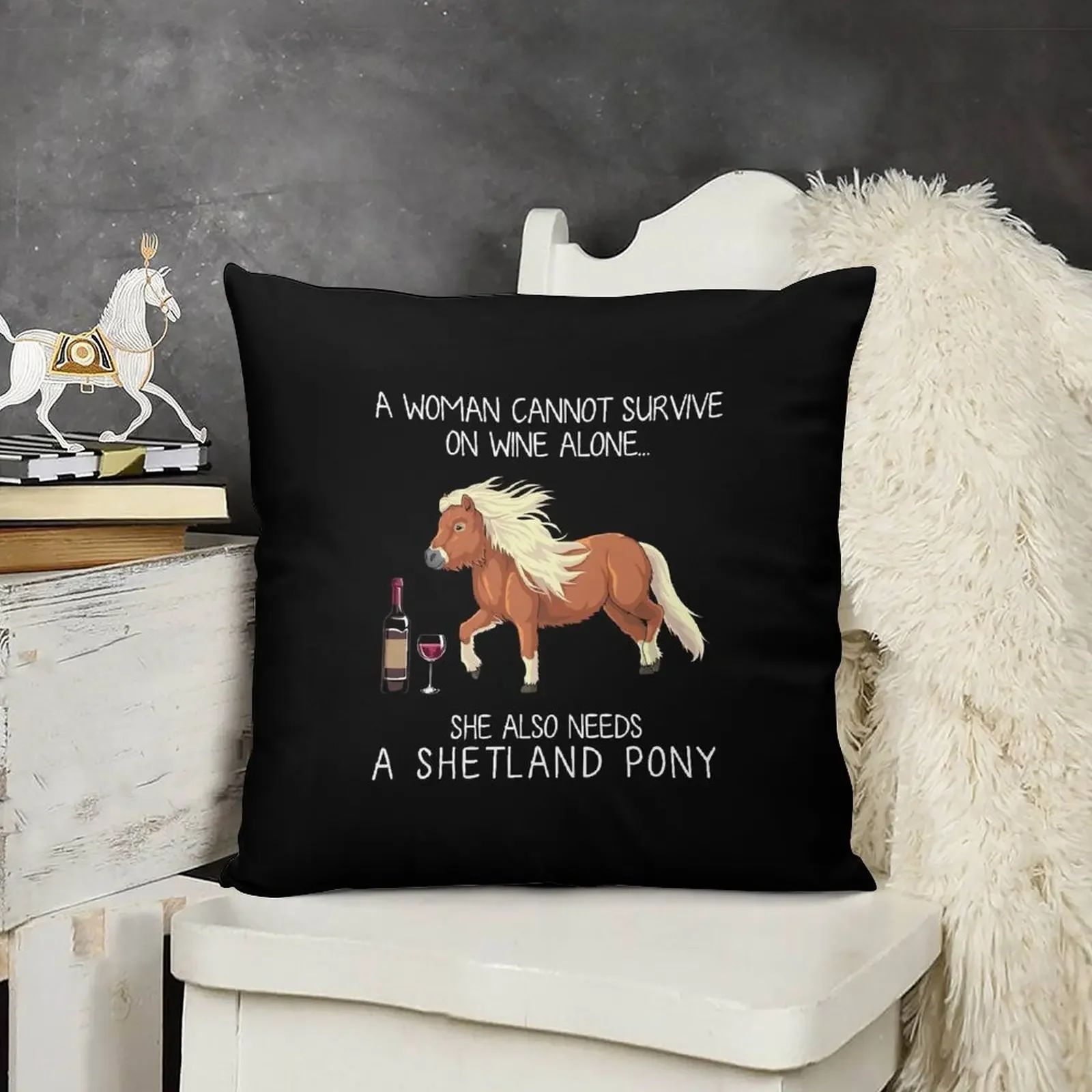 

Shetland Pony horse and wine funny horse Throw Pillow Cushions Home Decor Bed pillowcases Christmas Pillow pillow