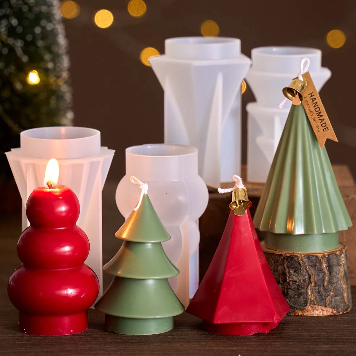 Weihnachtsschmuck Silikon Kerzenform DIY handgemachte Weihnachtsbaum Aroma Seife Gips Harz Handwerk Gussformen Home Xmas Deco