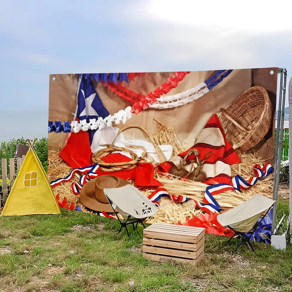 18 Septiembre Chile Festival Flag Bedroom Living Bar Garden Outdoor Microfiber Festival Decoration Background Art Banner