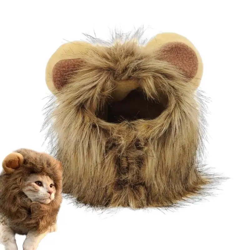 Cute Lion Mane Cat Wig Hat For Dogs And Cat Small Dog Pet Cat Decor Accessories Lion Wig Fancy Hair Caps Pet Supplies