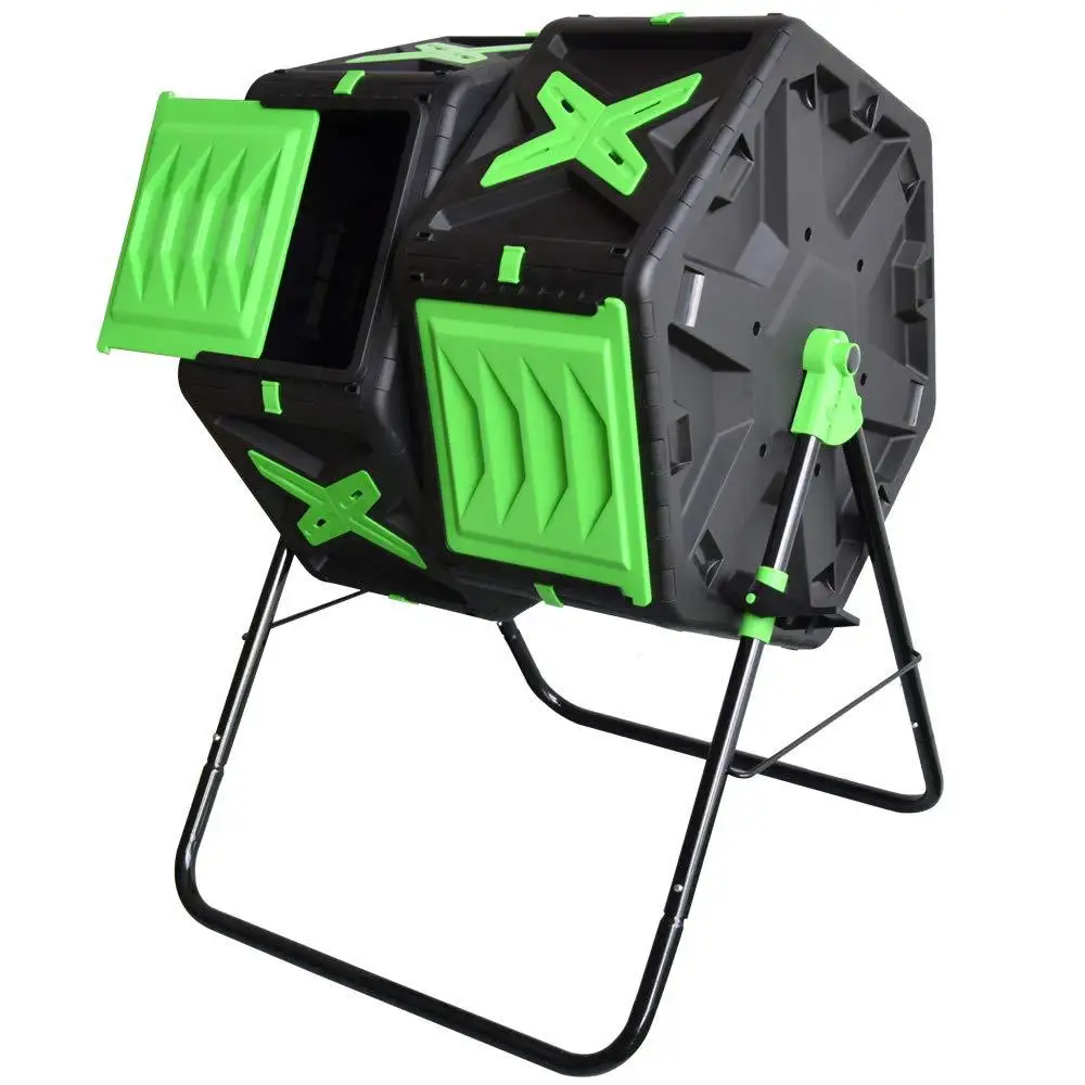 Cross-border Export Dual Chamber Flip Compost Bin Large Access Door American Garden Compost Barrel