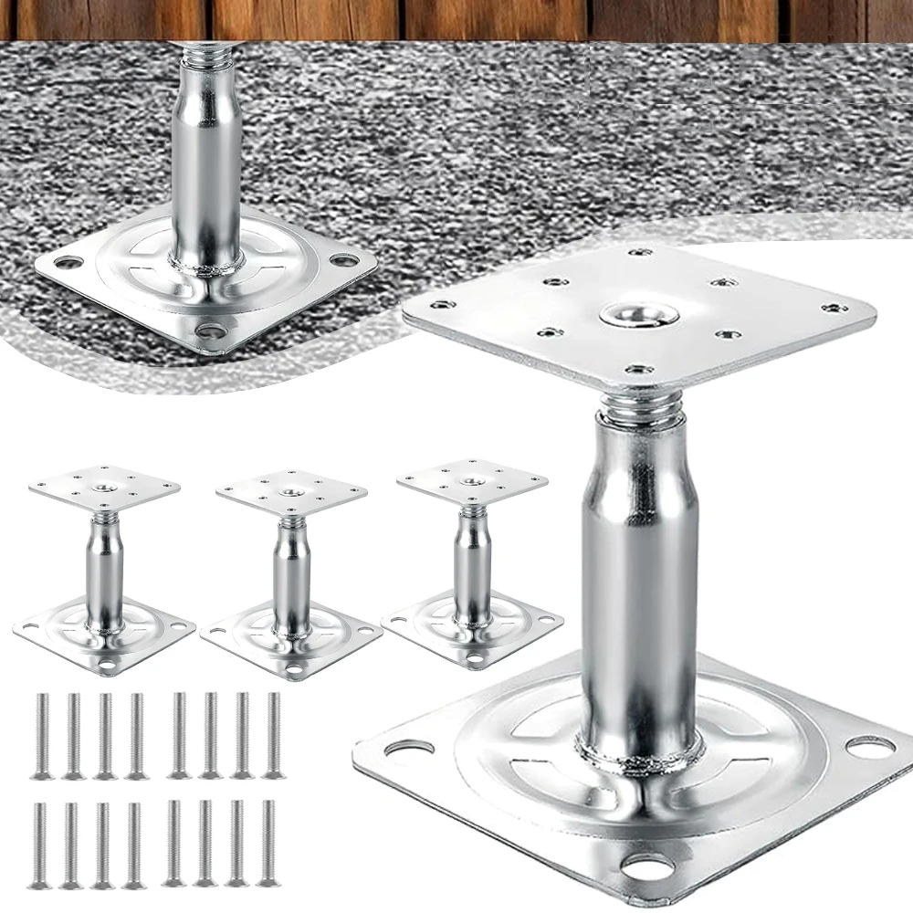 Lot de 4 supports de poteau réglables sur hauteur, supports de poteau galvanisés réglables en hauteur de 100 à 150 mm pour pergolas, supports de marquises, balcons