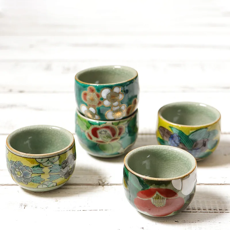 Japan Imported Kutani Ceramic Five Fun Tea Cup JT House Peony Master Cup Single Cup Tea Appreciation Cup Tea Cup