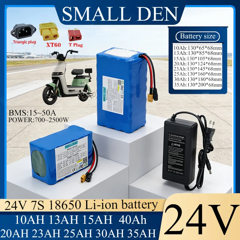 

Литиевая аккумуляторная батарея 24В 10Ач 13Ач 15Ач 20Ач 23Ач 25Ач 30Ач 35Ач 18650 с BMS для электроинструментов, лодок, скутеров, резервных батарей + зарядное устройство