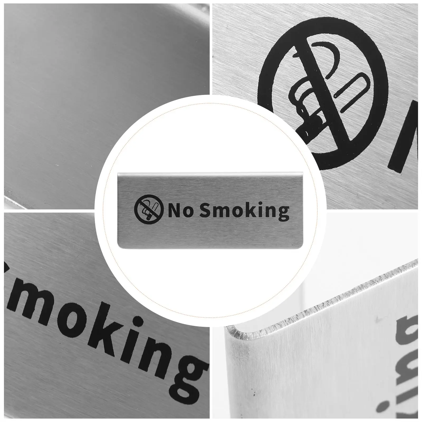 No Smoking Sign Stainless Steel Double Sided Table Top for Office Hotel Restaurant Banquet Wedding Indoor Outdoor Safety