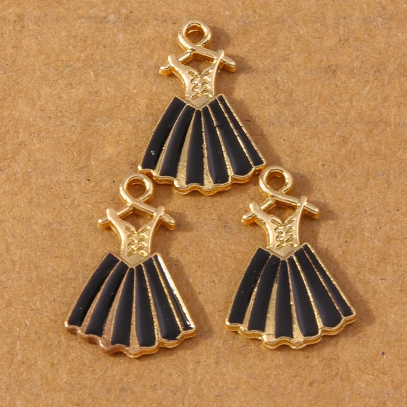 10pcs Pretty Enamel Princess Dress Charms Pendants for Jewelry Making Necklace Earrings Bracelet DIY Accessories Supplies