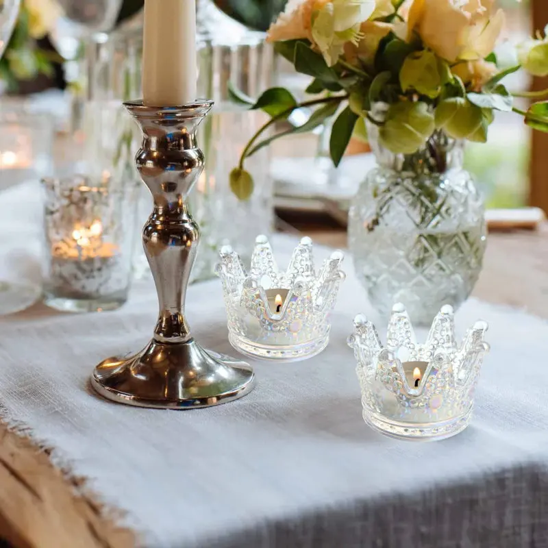 王冠の形をしたガラスのキャンドルホルダー,モダンな結婚式の装飾,家