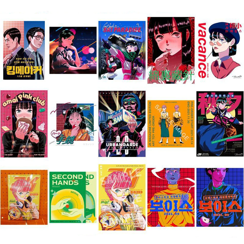 10/30/50 قطعة ريترو كول الكرتون فتاة المشارك ملصقات INS الجمالية الكتابة على الجدران ملصق ل سكيت الهاتف خوذة الشارات مقاوم للماء #5