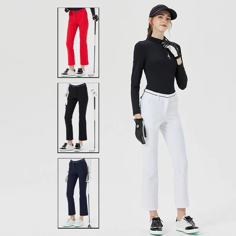 

Blktee Female High Waisted Slim Golf Sweatpants Women Straight Elastic Golf Pants Autumn Flared Leisure Training Trousers