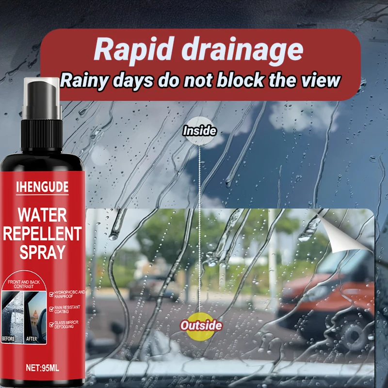 Car Glass Waterproof Spray, Anti-Rain Coating, Hydrophobic Rain Repellent Car Liquid, Windshield Mirror Waterproof Wax Coating Kit, Hydrophobic Coating for Anti-Fog and Anti-Rain, Suitable for Car Windows, Windshield Wipers, and Bathroom Glass, Ideal for Home and Travel Use