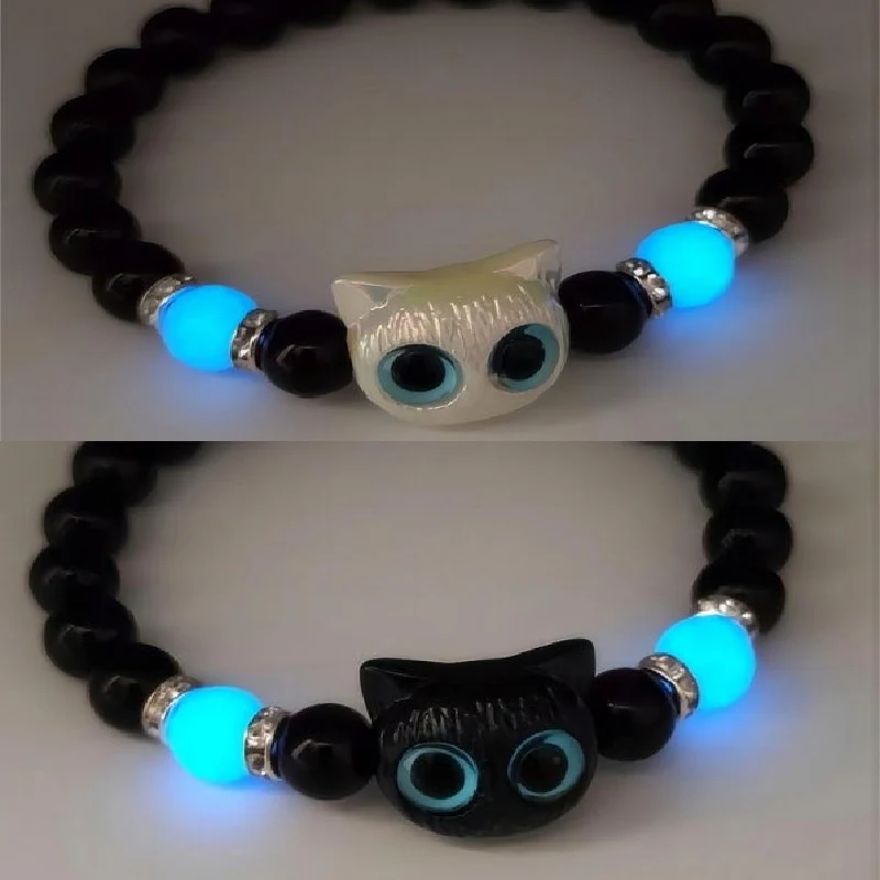 Couples' Handmade Cute Cat Bracelet Set, Unique Gift