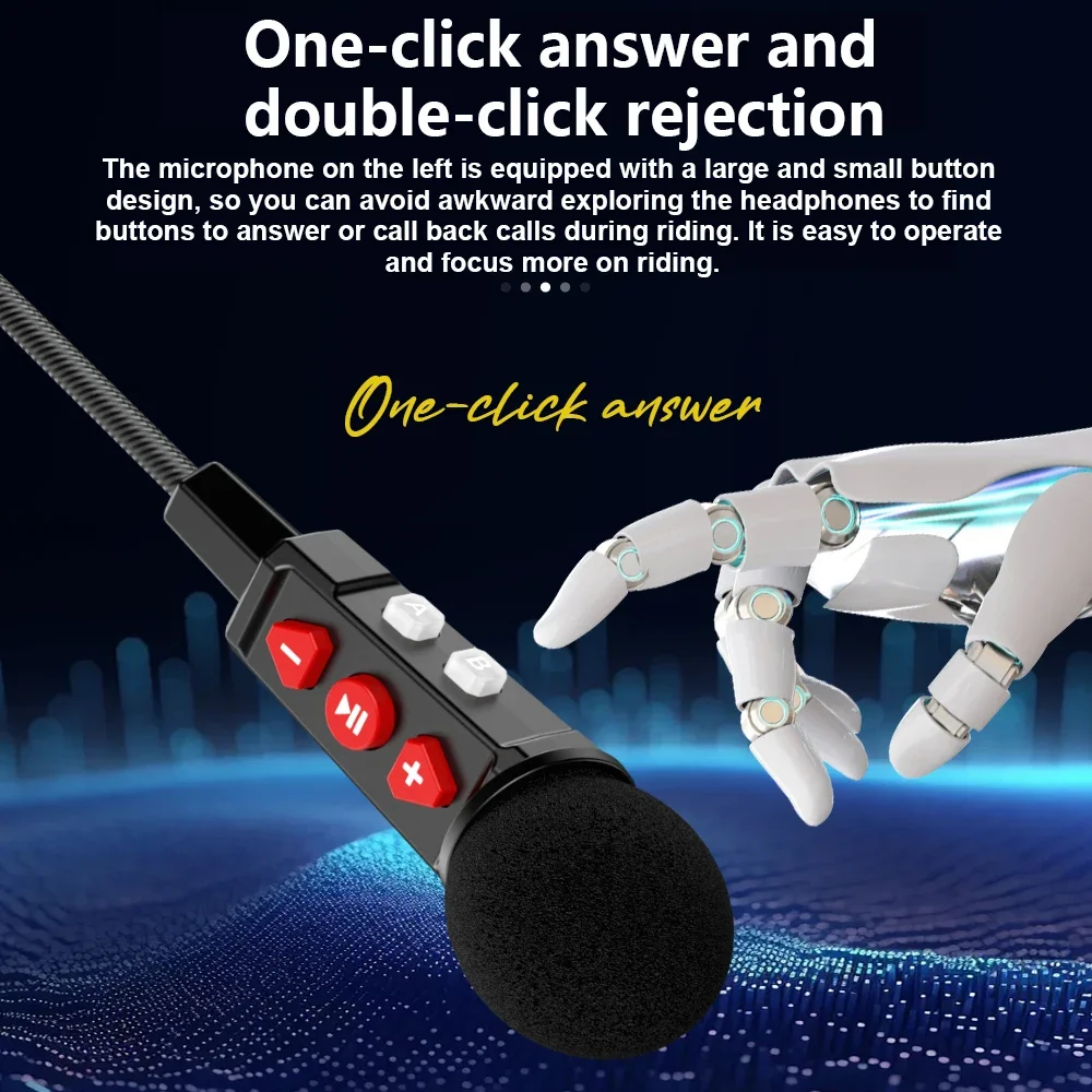 سماعة بلوتوث للدراجات النارية مع حامل مشبك، خوذة موتو ستيريو لاسلكية، مشغل موسيقى، سماعة أذن بدون استخدام اليدين
