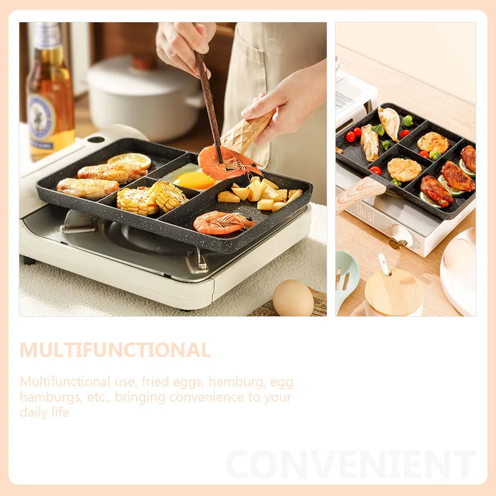 

Non-Stick Egg Pan Multi-Groove Design Anti-Scalding Handle Use Breakfast Frying Pan Aluminum Alloy Steak Frying