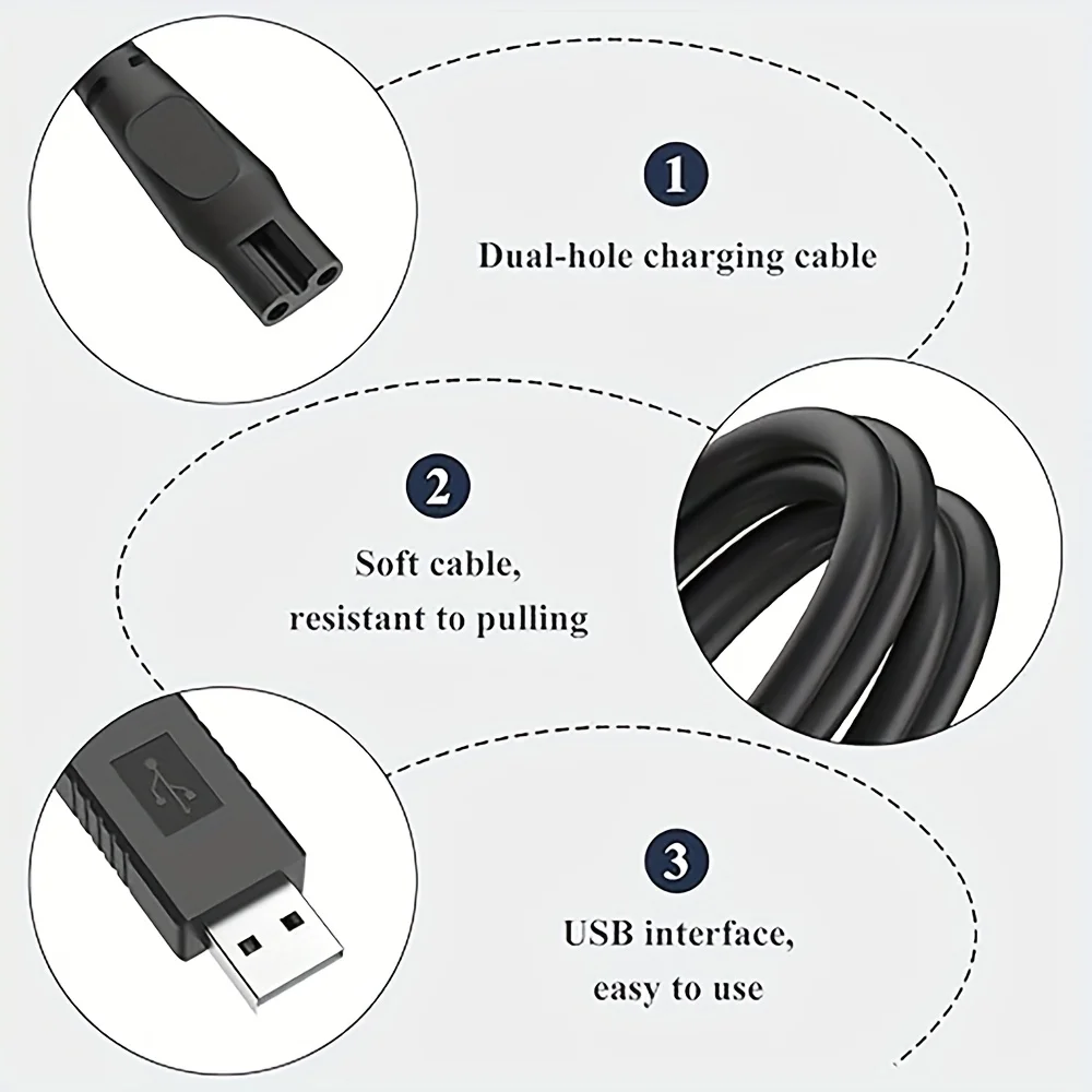 HQ8505 USB Charging Cable, Power Cord Charger for Philips Electric Shavers 7120 7140 7160 7165 7141 7240 7868