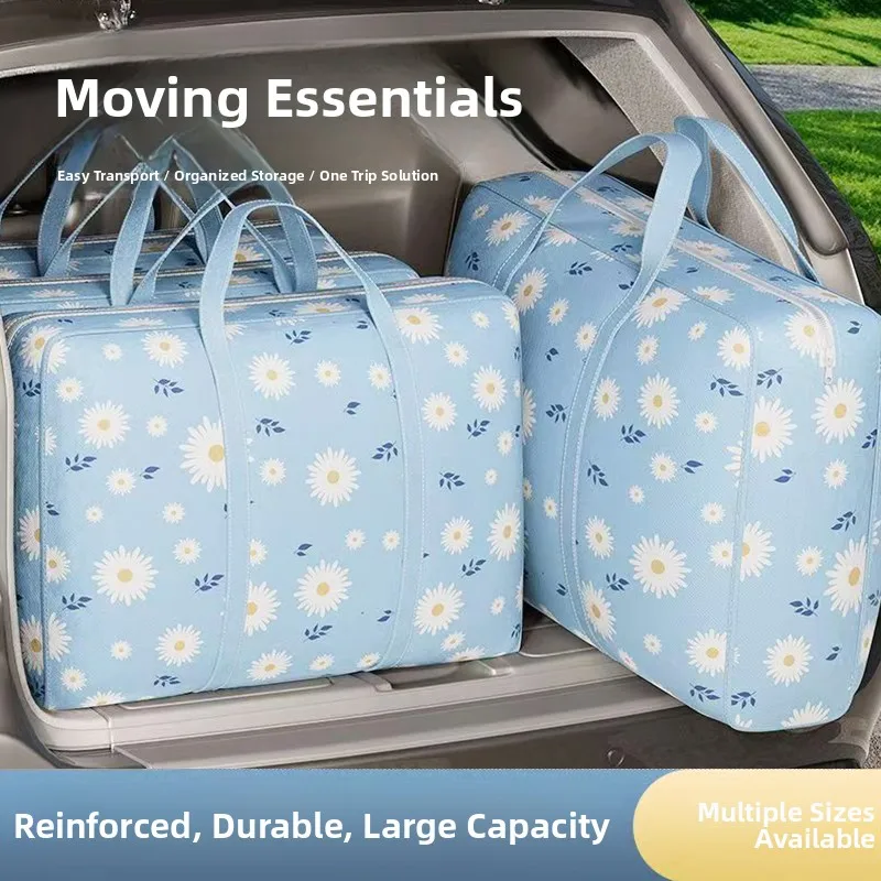 

Большая хлопковая сумка для хранения одеял, водонепроницаемая, влагостойкая, для переезда и упаковки, студенческая сумка-органайзер с цветочным узором