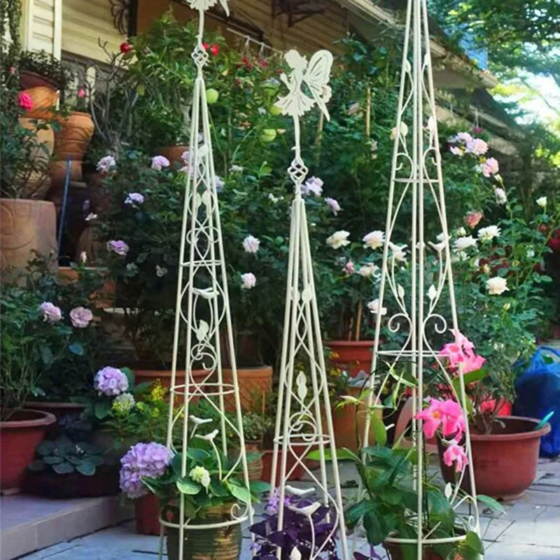 Wrought iron butterfly fairy climbing vine flower stand three-piece climbing frame retro old villa courtyard garden gardening