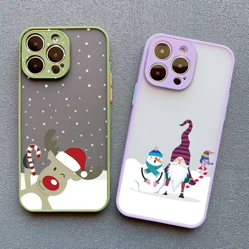 Cartoon New Year Christmas Santa Claus Phone Case For iPhone 16 15 14 7 8 Plus 13 12 11 14 15 16 Pro Max XS X XR Shockproof Case