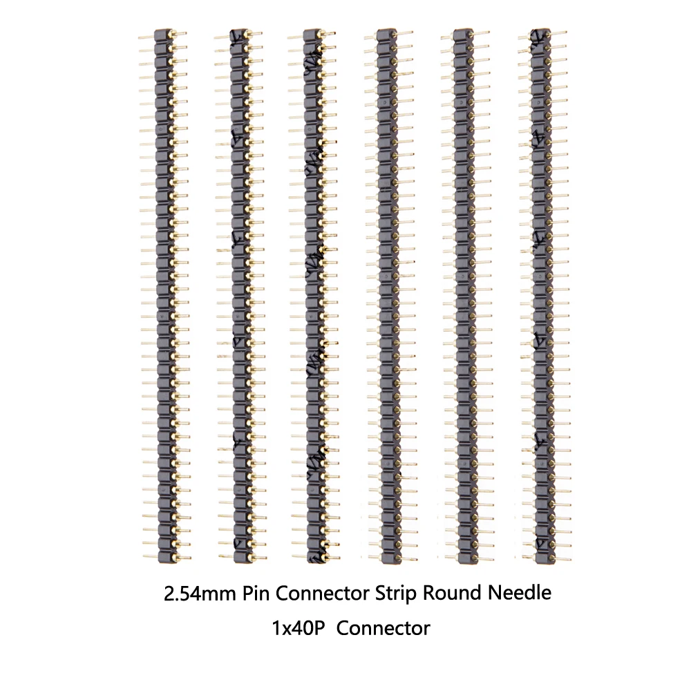 5PCS 2.54mm Pin Connector Strip Round Needle 1x40 Connector 40Pin  40P Header Strip Male Header Single Row 40 Pin