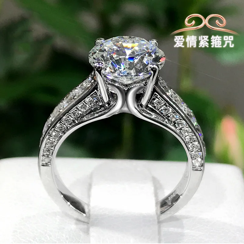 S925 Sterling Silver Ring New Moissanite Four-claw Pigeon Egg 2 Carat Diamond Ring Women