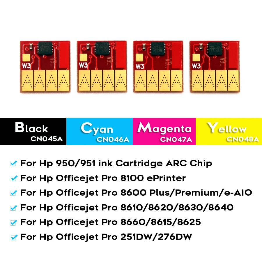 950XL 951XL Auto Reset Chip For Hp 950 951 Officejet 8100 8600 8610 8620 8630 8640 8660 8615 8625 251dw 276dw Printer Cartridge