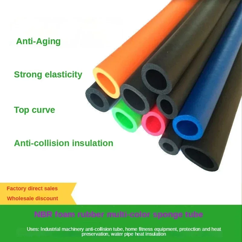 2 Meters/pcs 6mm-50mm(Inner Diameter) Fitness Equipment Handle Bars Thermal Insulation Pipe Sponge Foam Rubber Tube Black