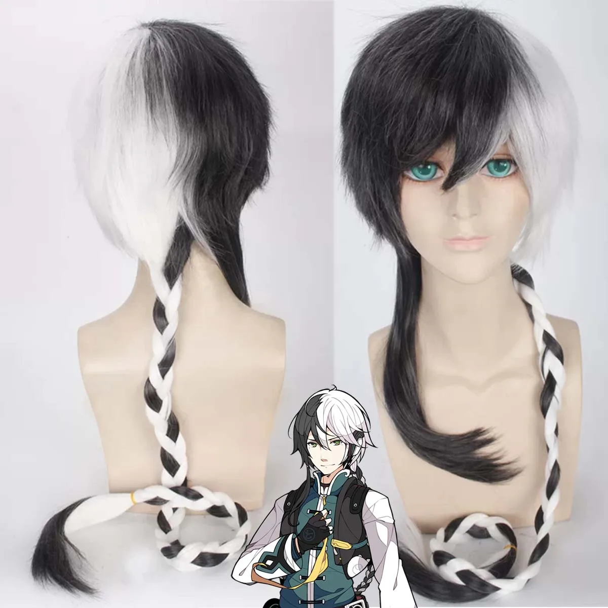 

VOCALOID Vsinger Yuezheng Longya Cosplay Black White Gradient Long Heat Resistant Synthetic Hair Wig