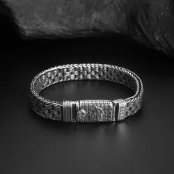 QN Silver Color Hand-woven Men's Bracelets for Lucky and Treasure  Retro Craft Bracelet for Women Fashion Jewelry