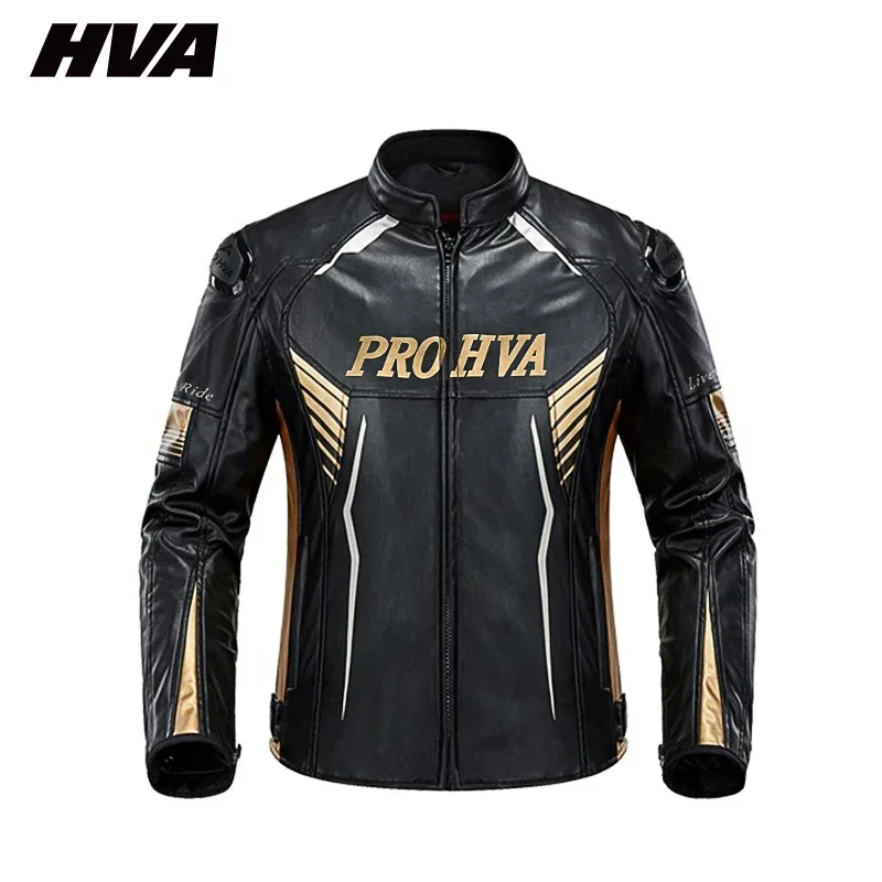 

HVA Motorcycle Men's Protective Gear Reflective Riding Jacket Retro Cruise Leather Leisure and Leisure Motorcycle Clothing