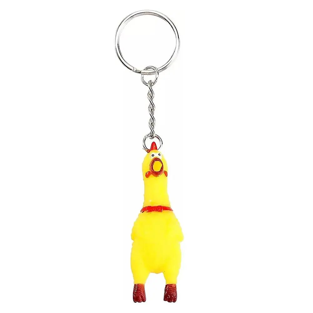 Gelber schrillernder schreiender Huhn-Schlüsselanhänger, schreiender Huhn-Stimme-Huhn-Schlüsselanhänger, Mini-Gummi-Squeeze, schreiendes Küken – Detail 1