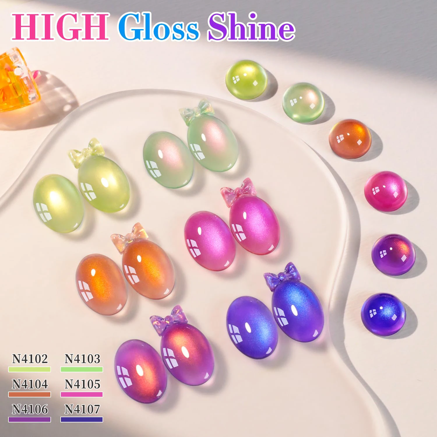 طلاء أظافر جل للعين مكون من 6 قطع - كيوي أخضر فاتح، عنب أرجواني، توت أزرق، كرز وردي، ليمون أصفر، جزر برتقالي، كمثرى