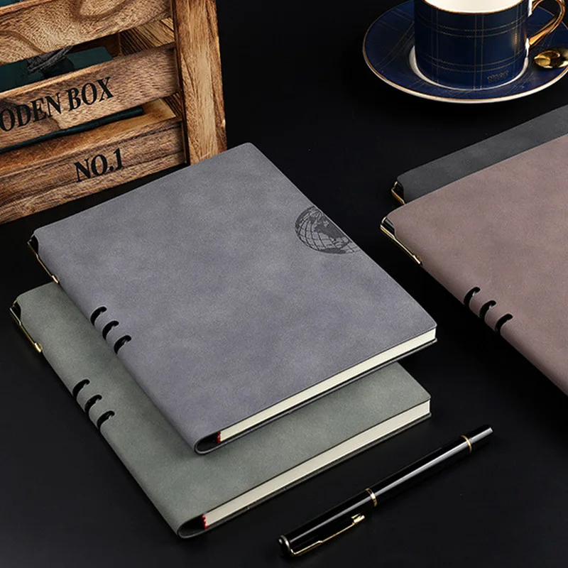 A5 Soft Leather Business Notebook Small Notebook Creative Notepad with Daily Insert Pen