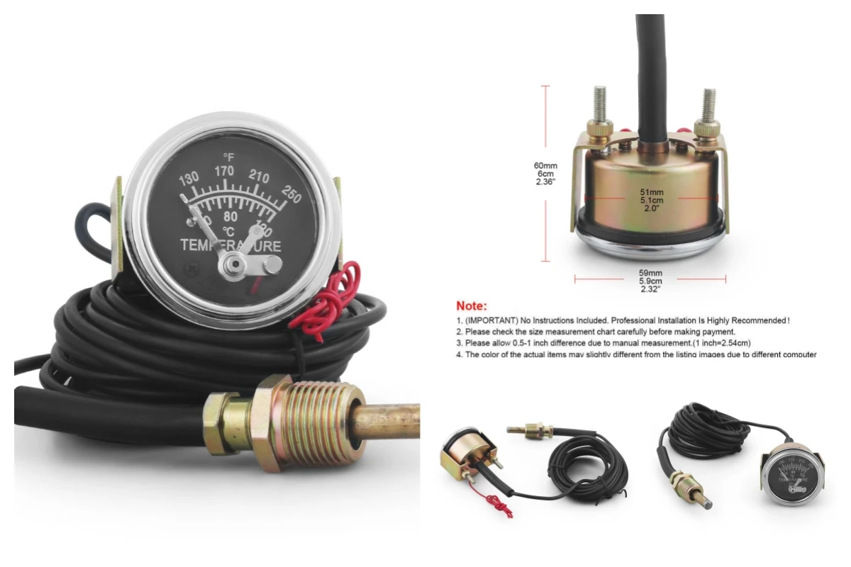

​52mm 2-inch Temperature Switch Gauge with Alarm Function, 130–250°F/60–120°C