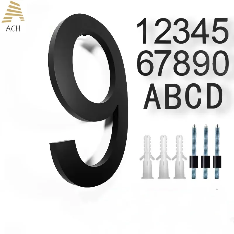 8 inch Floating Large House Numbers for Outside, Wall Mount Modern House Address Number,Home Sign,20cm Black