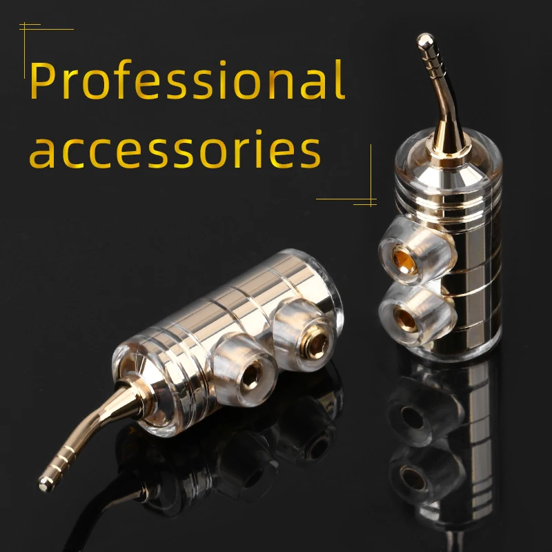 8PCS HiFi Pin Plug Pure Copper Plated 24K Gold Welding Free Self-locking Speaker Cable Pin Plugs Connector for Amplifier