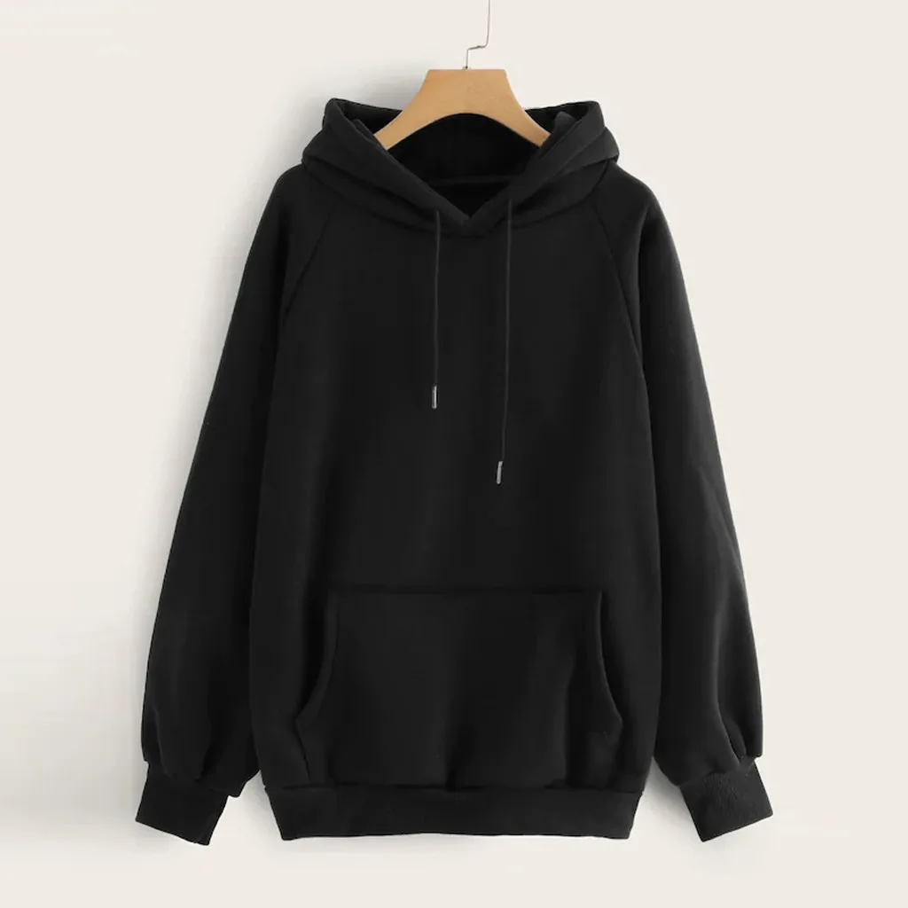 Hoodies For Teen Girls Casual Solid Color Hooded Pocket Long Sleeve Pullover Hoodies Women 2024 Korean Spring Clothes Tops