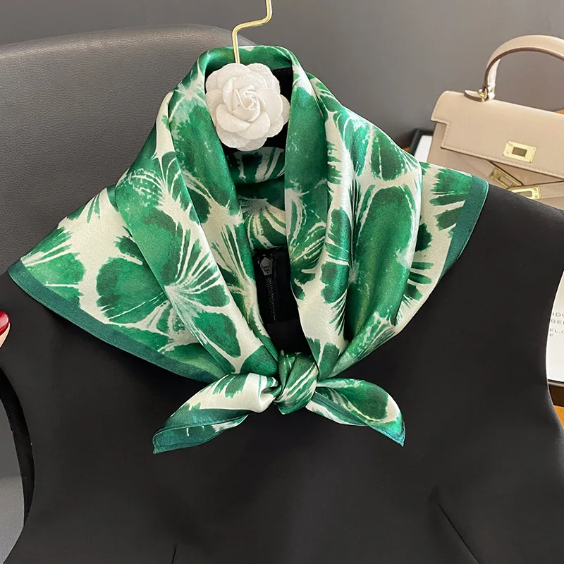 

2023 New 100% Pure Silk Scarf Women Printed Foulard Lady Hair Band Tie High Quality Spring Small Neckerchief Female Bandana
