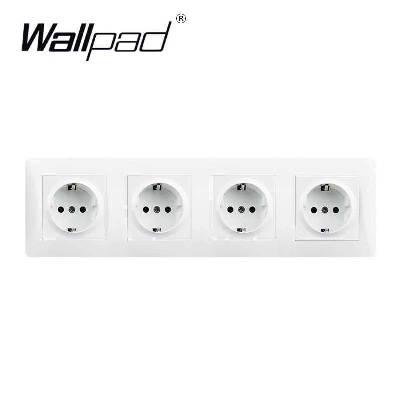 Triple EU Socket Round Back Wallpad 110-250V White Plastic Panel Euro European Standard Power Socket with Claws for EU Box
