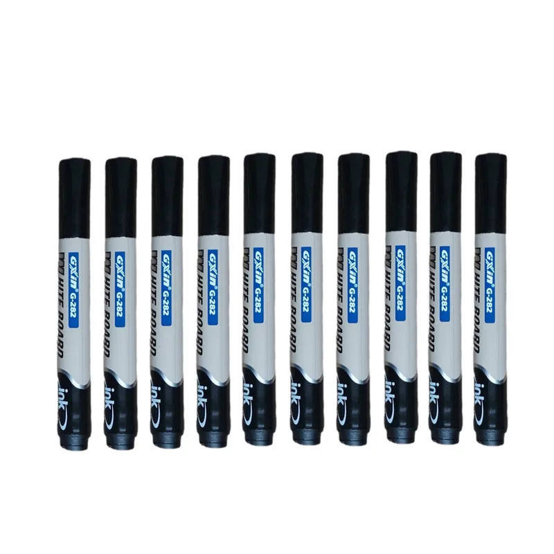 Gxin G-282 10 Pcs Erasable Whiteboard Markers,Replaceable Refill,Fiber Tip,Water-based Ink,School MeetingSupplies.