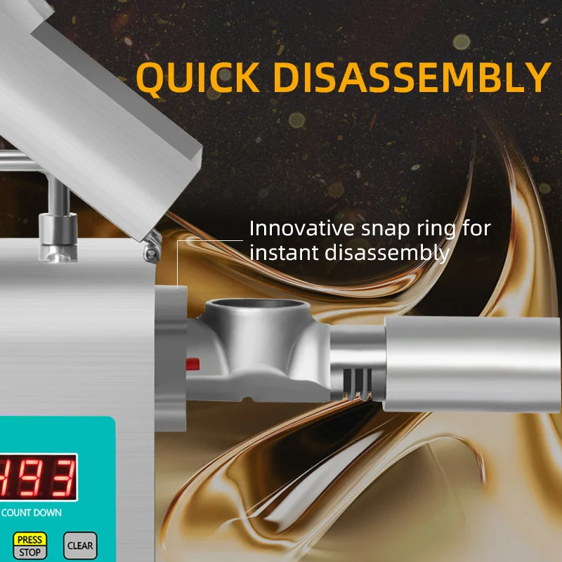 Mesin Press Minyak Otomatis 820W Baja Tahan Karat, Tekan Dingin Panas untuk Berbagai Biji Kacang, Pembuat Minyak Rumahan 220V